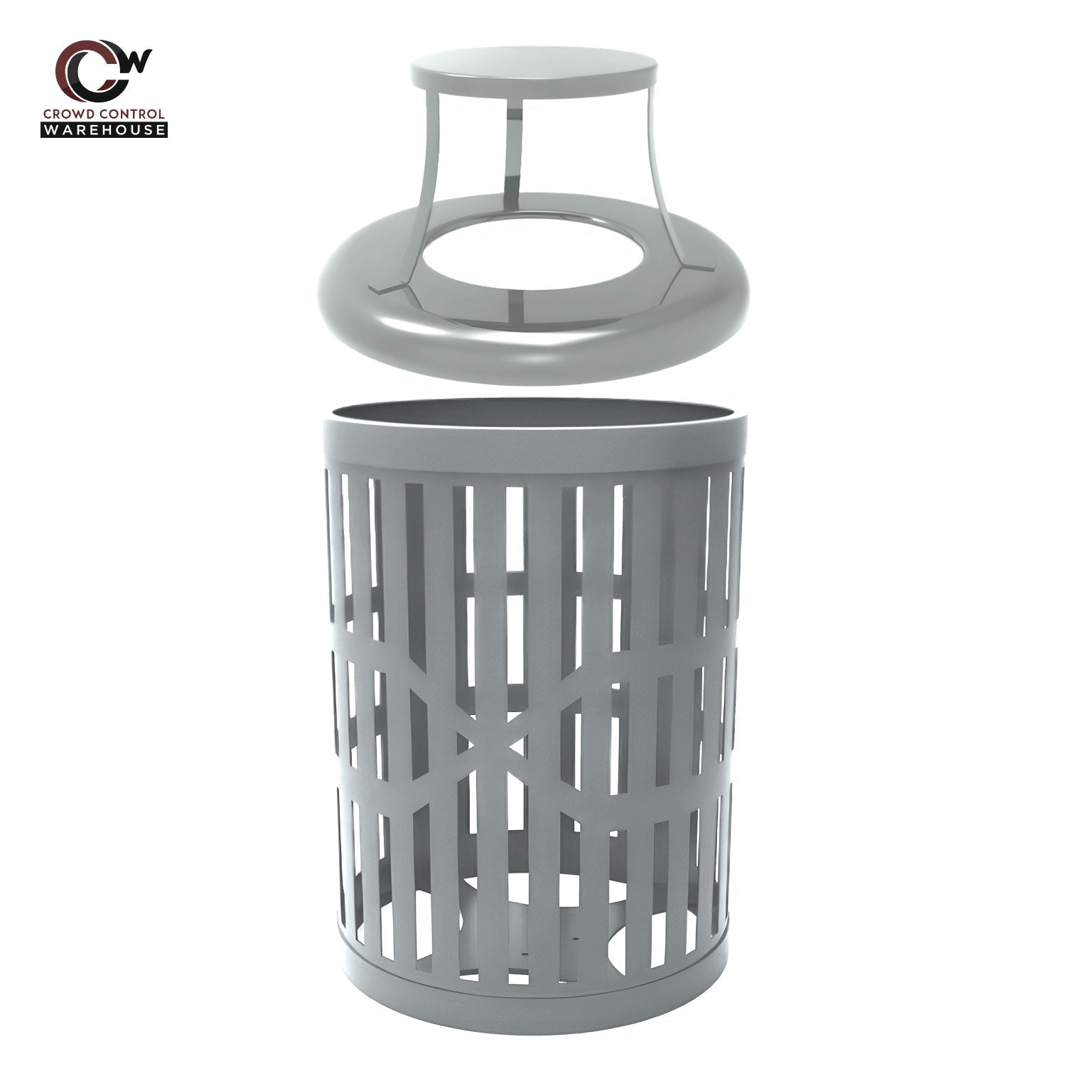 32 Gallon Trash Receptacle - Slatted Steel - Crowd Control Warehouse