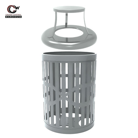 32 Gallon Trash Receptacle - Slatted Steel - Crowd Control Warehouse
