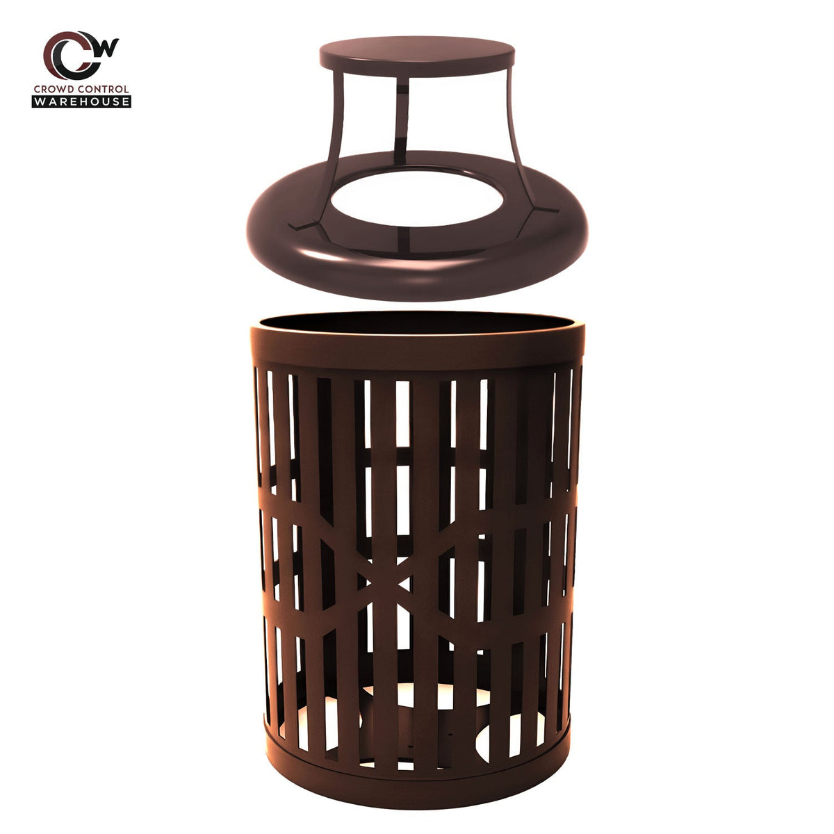 32 Gallon Trash Receptacle - Slatted Steel - Crowd Control Warehouse