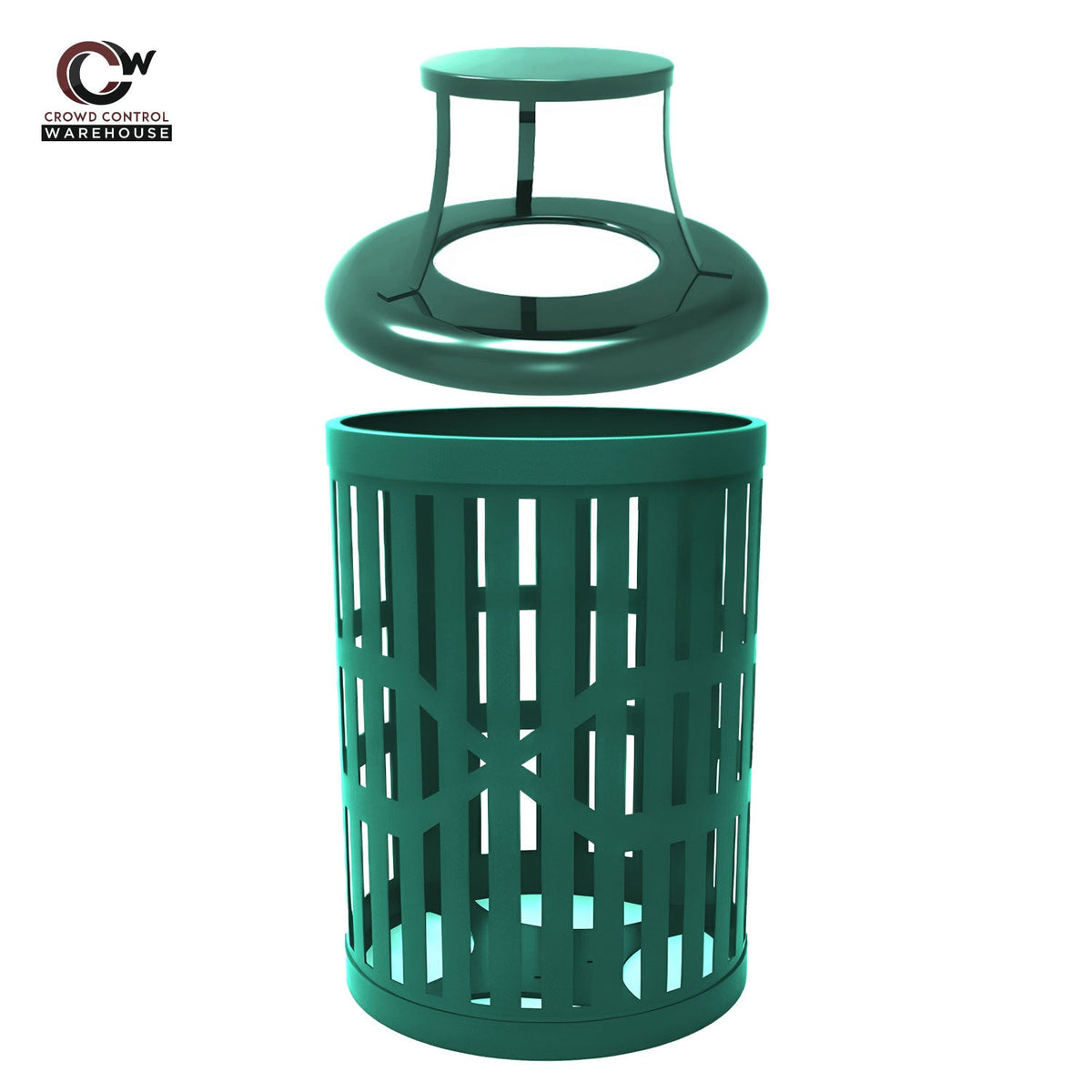 32 Gallon Trash Receptacle - Slatted Steel - Crowd Control Warehouse