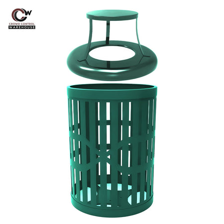 32 Gallon Trash Receptacle - Slatted Steel - Crowd Control Warehouse