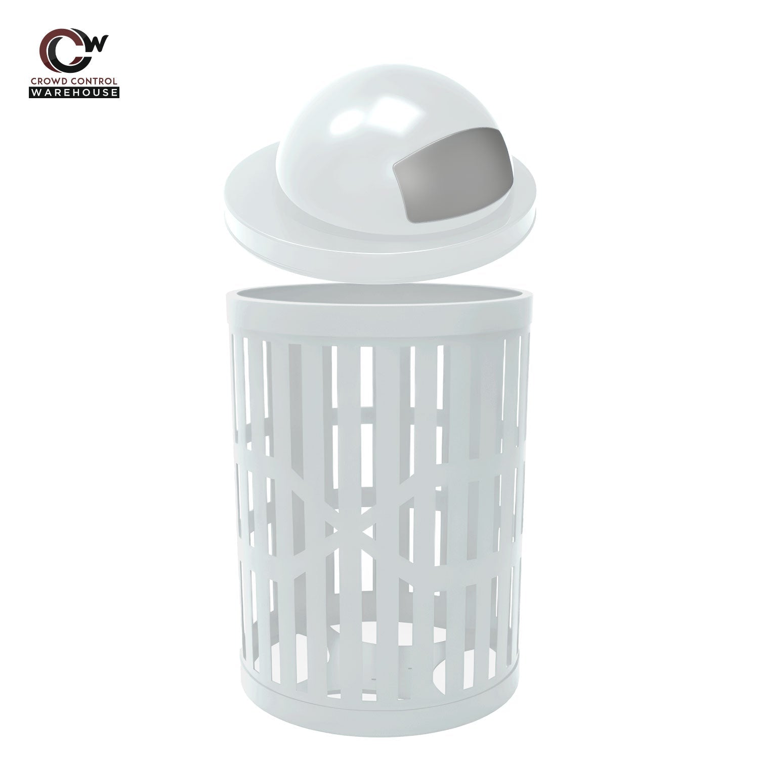 32 Gallon Trash Receptacle - Slatted Steel - Crowd Control Warehouse