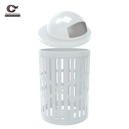 32 Gallon Trash Receptacle - Slatted Steel - Crowd Control Warehouse