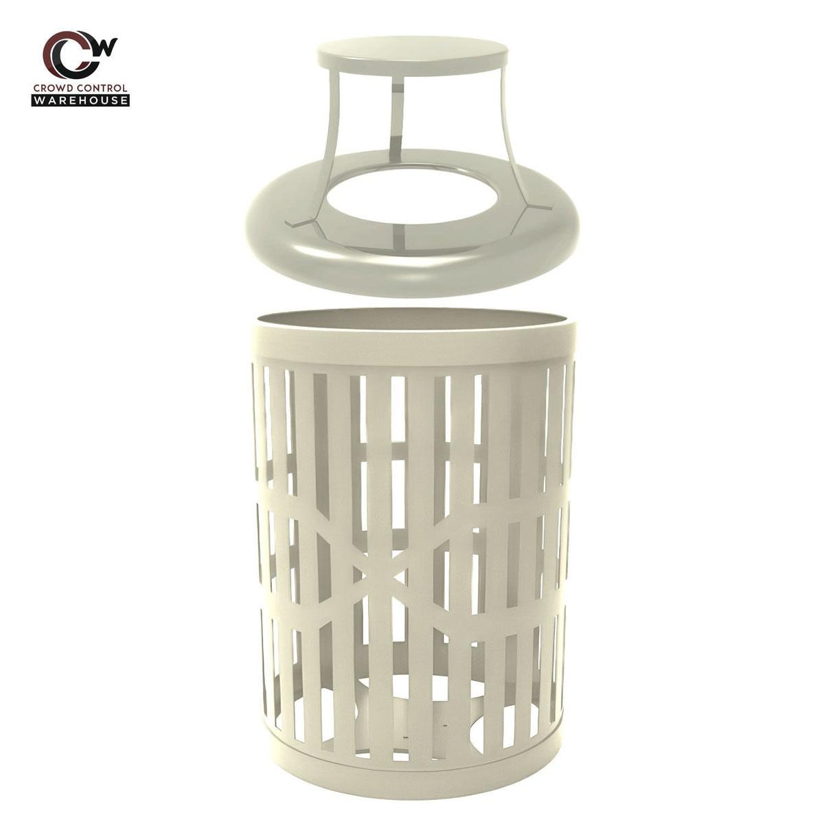 32 Gallon Trash Receptacle - Slatted Steel - Crowd Control Warehouse