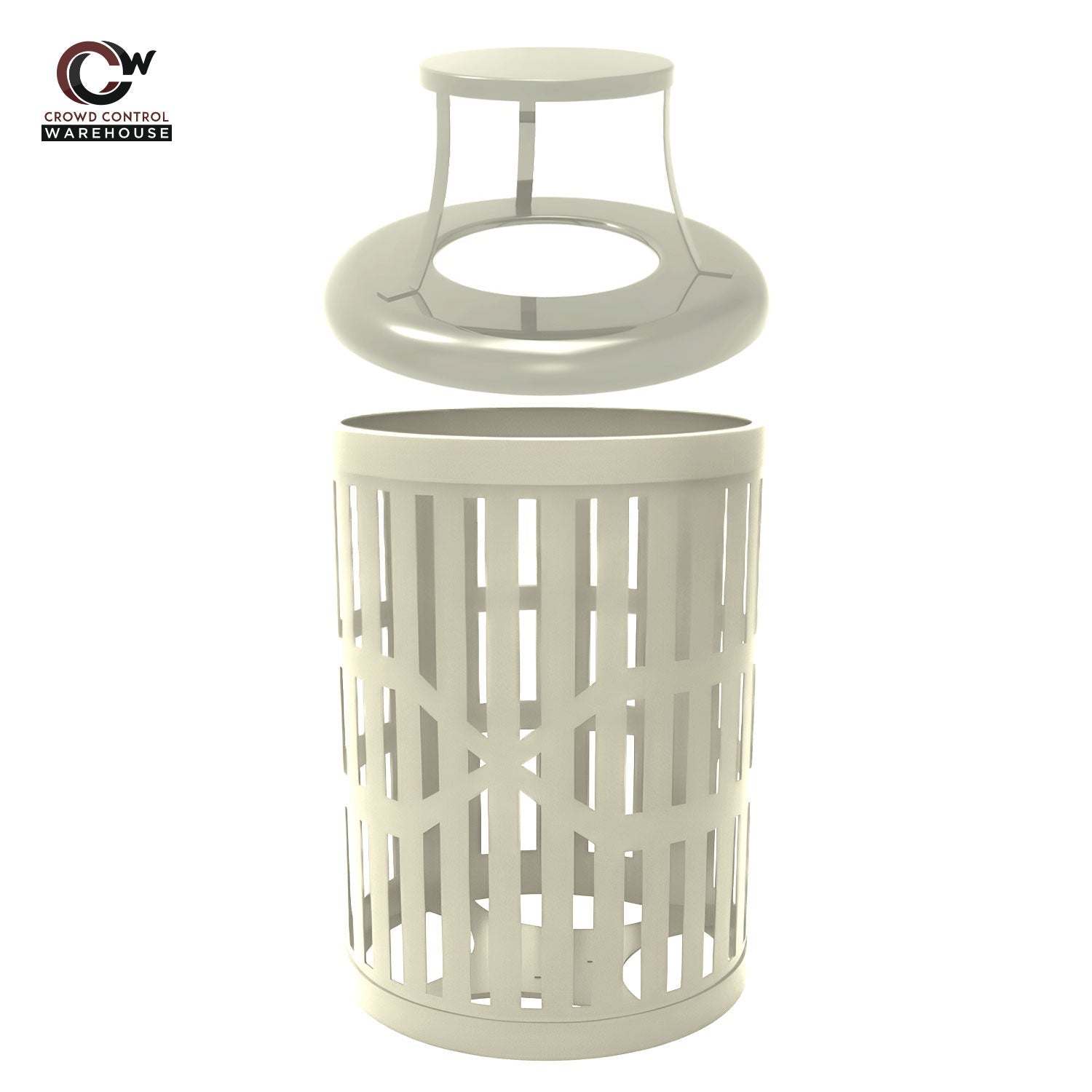 32 Gallon Trash Receptacle - Slatted Steel - Crowd Control Warehouse