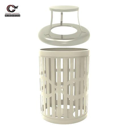 32 Gallon Trash Receptacle - Slatted Steel - Crowd Control Warehouse