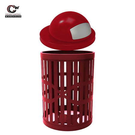 32 Gallon Trash Receptacle - Slatted Steel - Crowd Control Warehouse