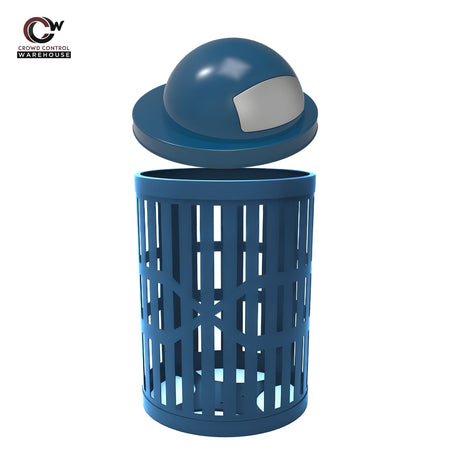 32 Gallon Trash Receptacle - Slatted Steel - Crowd Control Warehouse