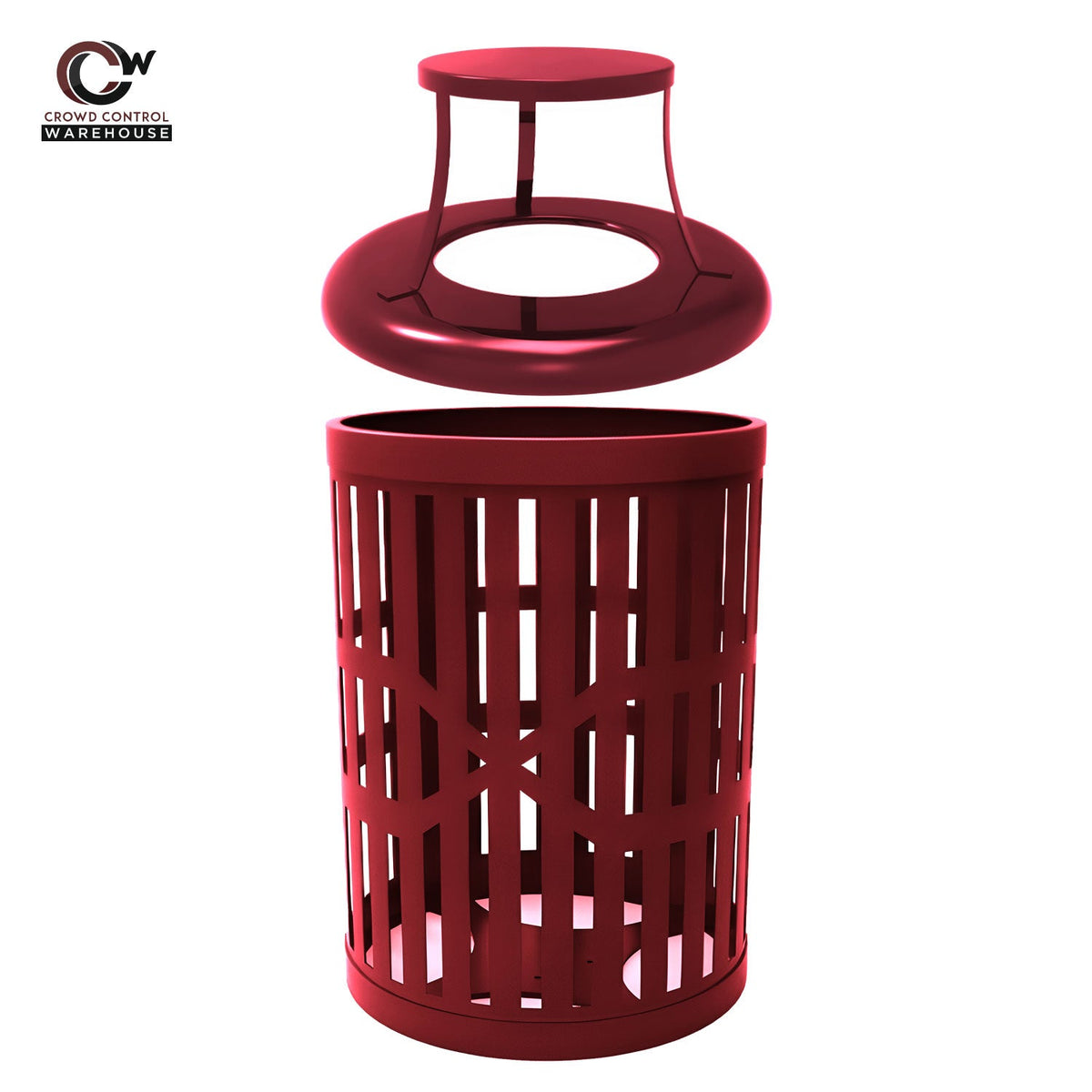 32 Gallon Trash Receptacle - Slatted Steel - Crowd Control Warehouse