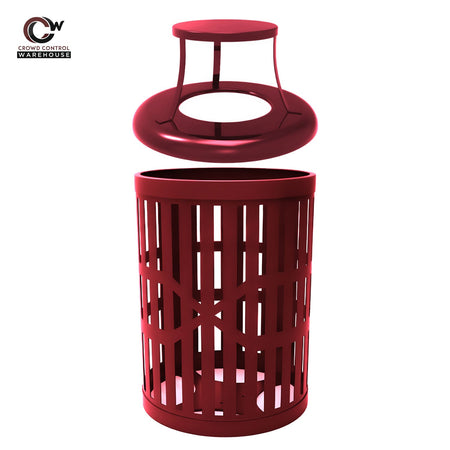 32 Gallon Trash Receptacle - Slatted Steel - Crowd Control Warehouse
