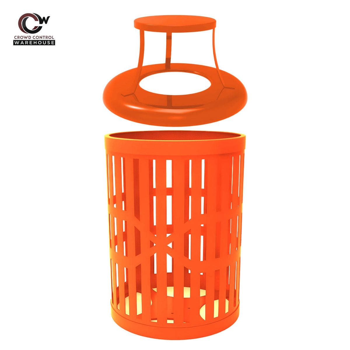 32 Gallon Trash Receptacle - Slatted Steel - Crowd Control Warehouse