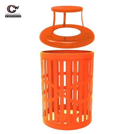 32 Gallon Trash Receptacle - Slatted Steel - Crowd Control Warehouse