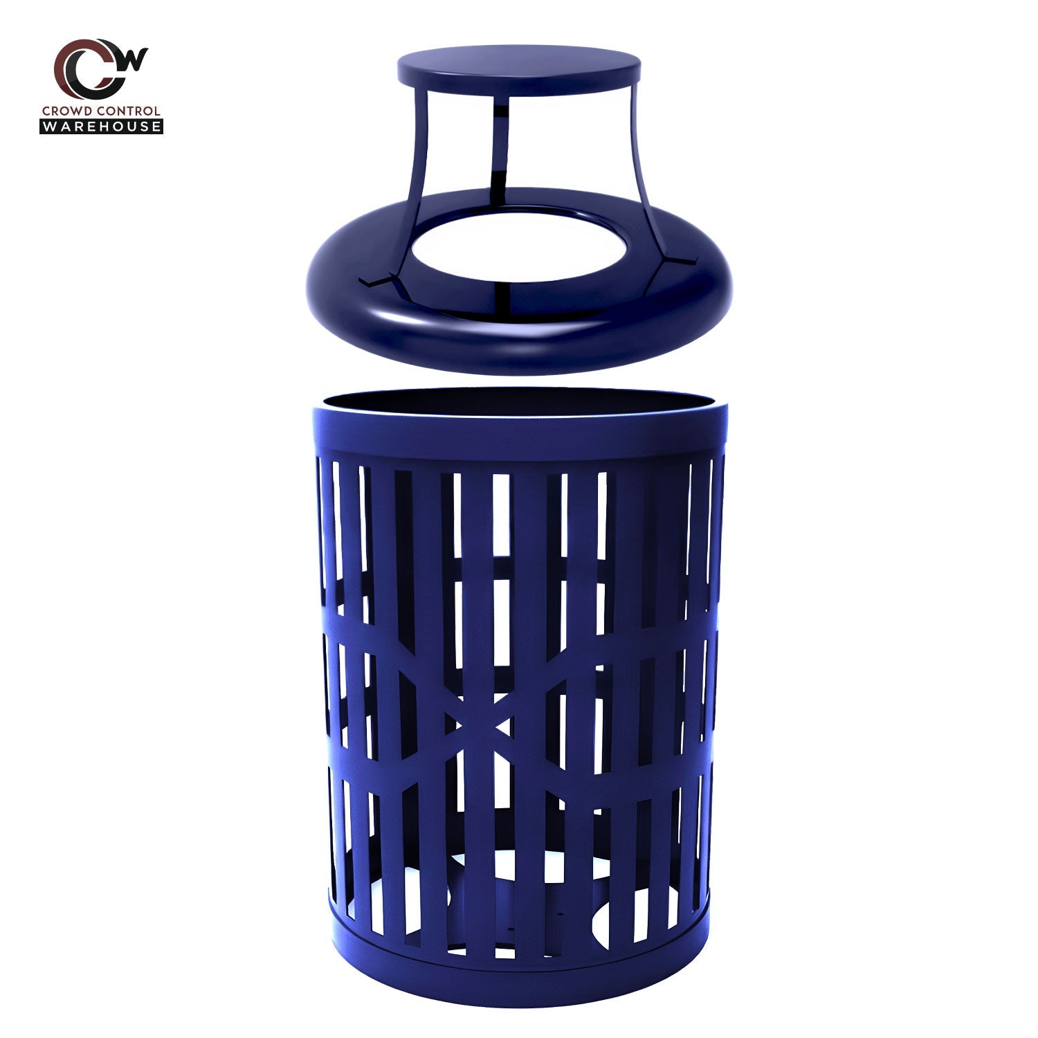32 Gallon Trash Receptacle - Slatted Steel - Crowd Control Warehouse