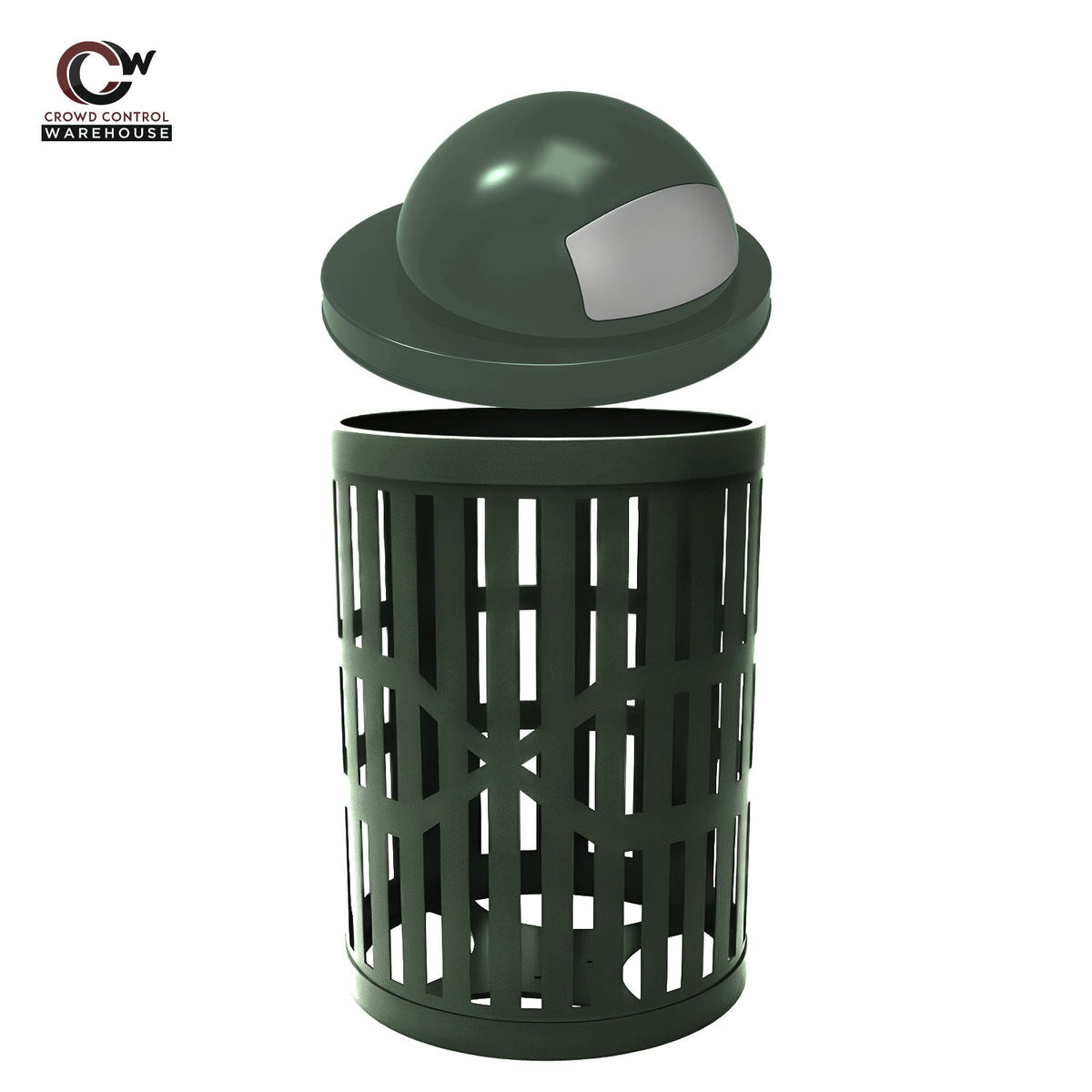 32 Gallon Trash Receptacle - Slatted Steel - Crowd Control Warehouse