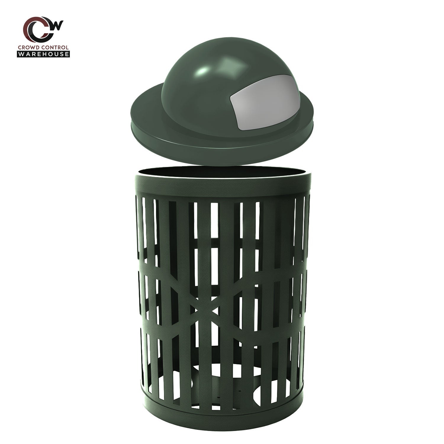 32 Gallon Trash Receptacle - Slatted Steel - Crowd Control Warehouse