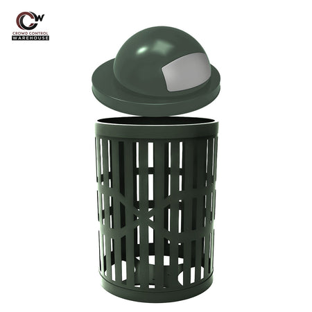 32 Gallon Trash Receptacle - Slatted Steel - Crowd Control Warehouse