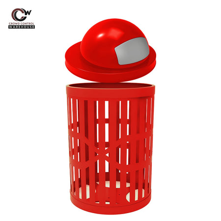 32 Gallon Trash Receptacle - Slatted Steel - Crowd Control Warehouse