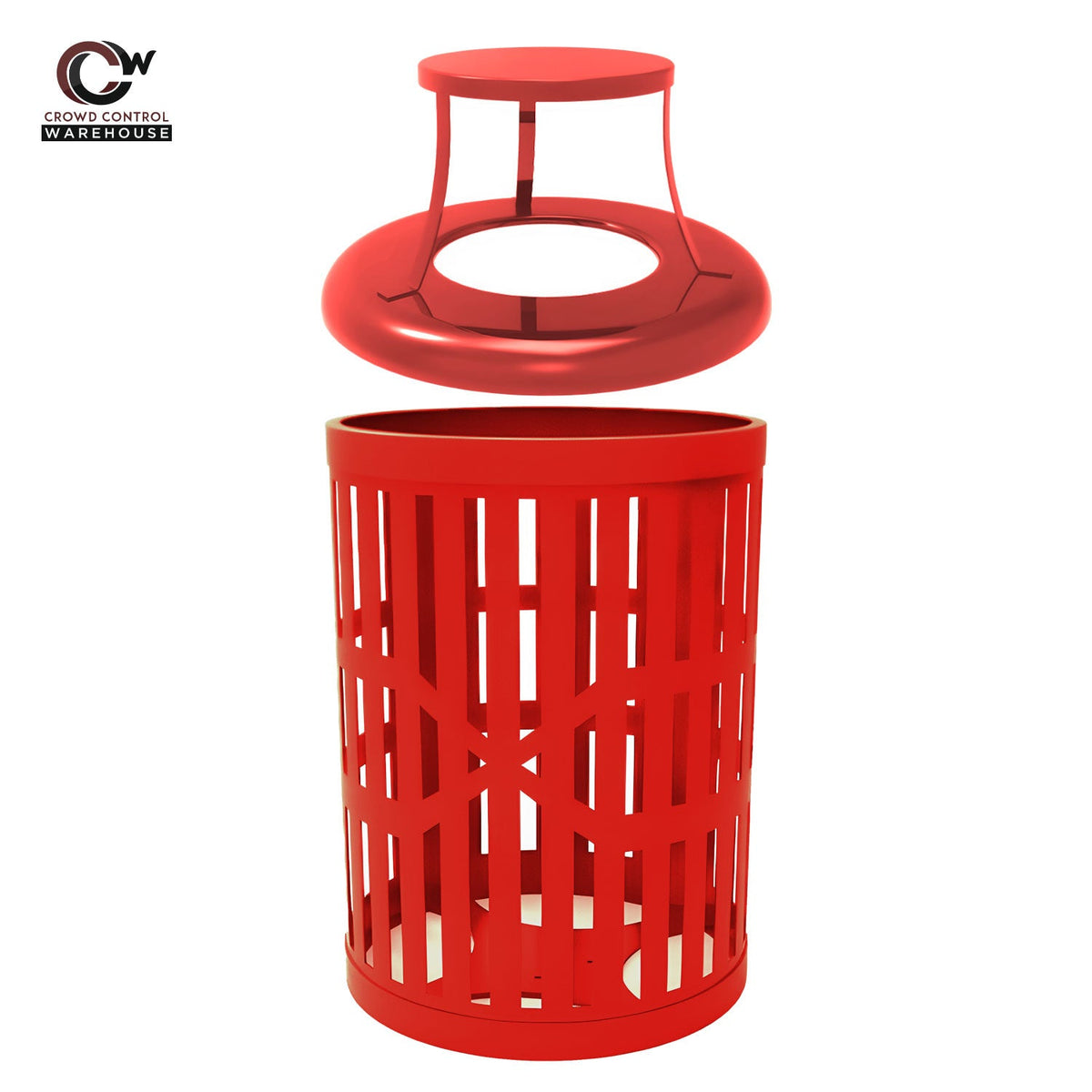 32 Gallon Trash Receptacle - Slatted Steel - Crowd Control Warehouse