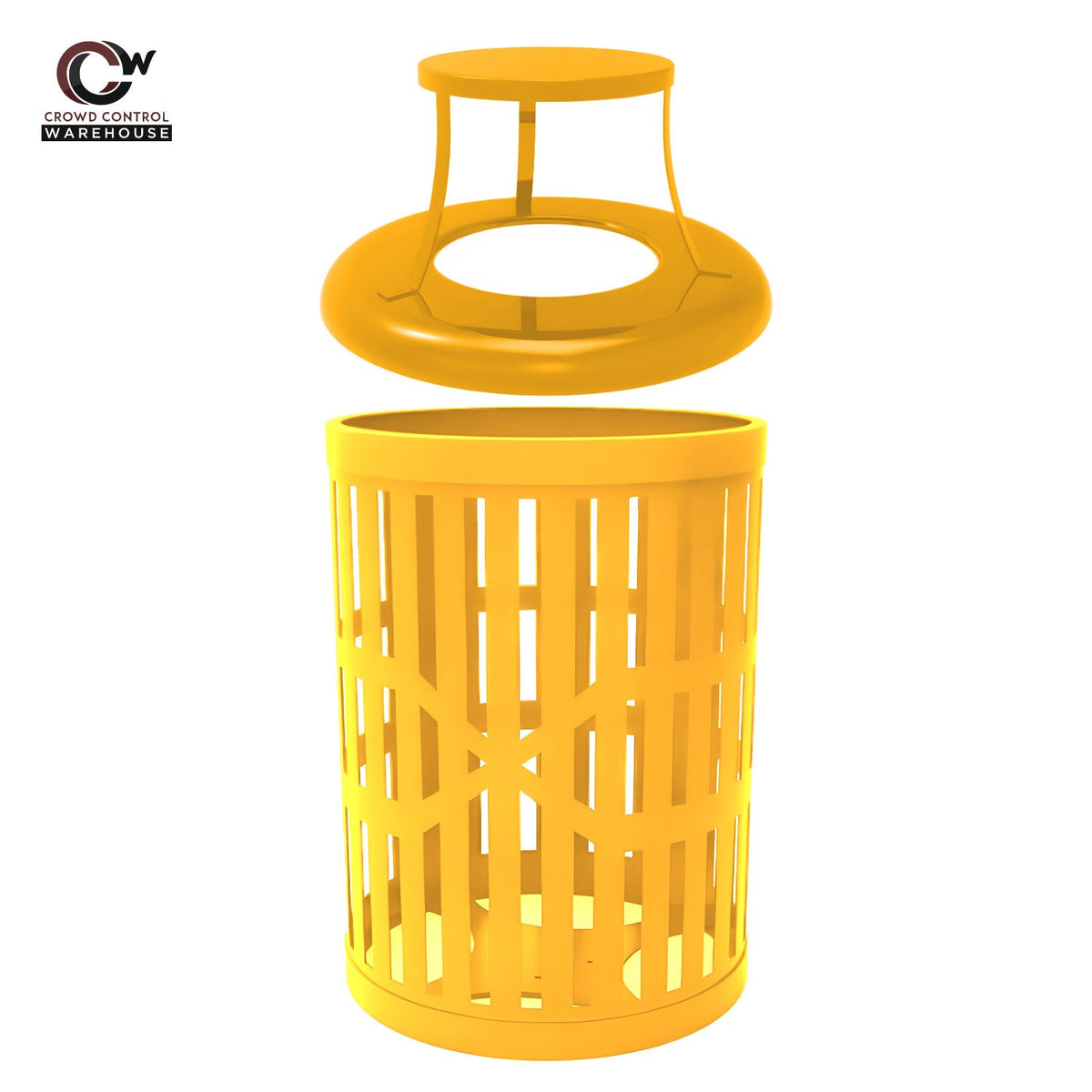 32 Gallon Trash Receptacle - Slatted Steel - Crowd Control Warehouse