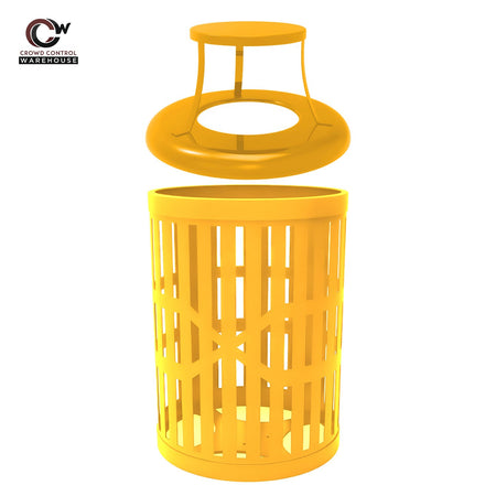 32 Gallon Trash Receptacle - Slatted Steel - Crowd Control Warehouse