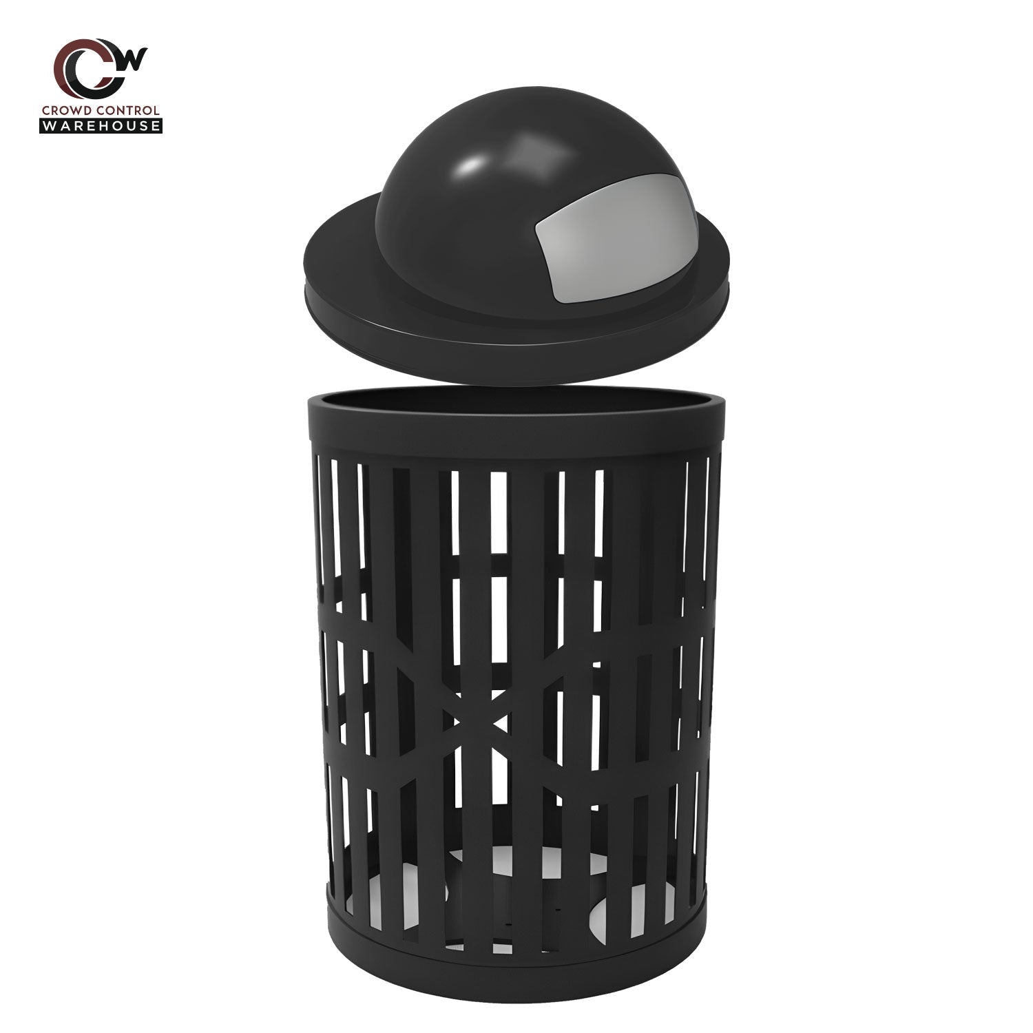 32 Gallon Trash Receptacle - Slatted Steel - Crowd Control Warehouse