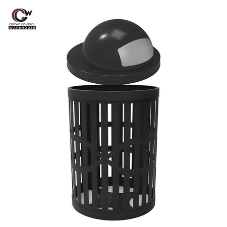 32 Gallon Trash Receptacle - Slatted Steel - Crowd Control Warehouse