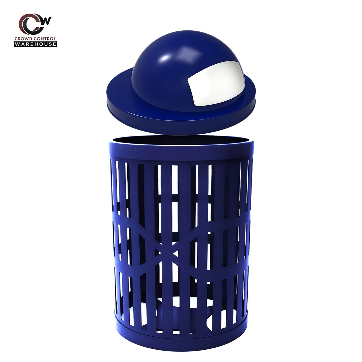 32 Gallon Trash Receptacle - Slatted Steel - Crowd Control Warehouse