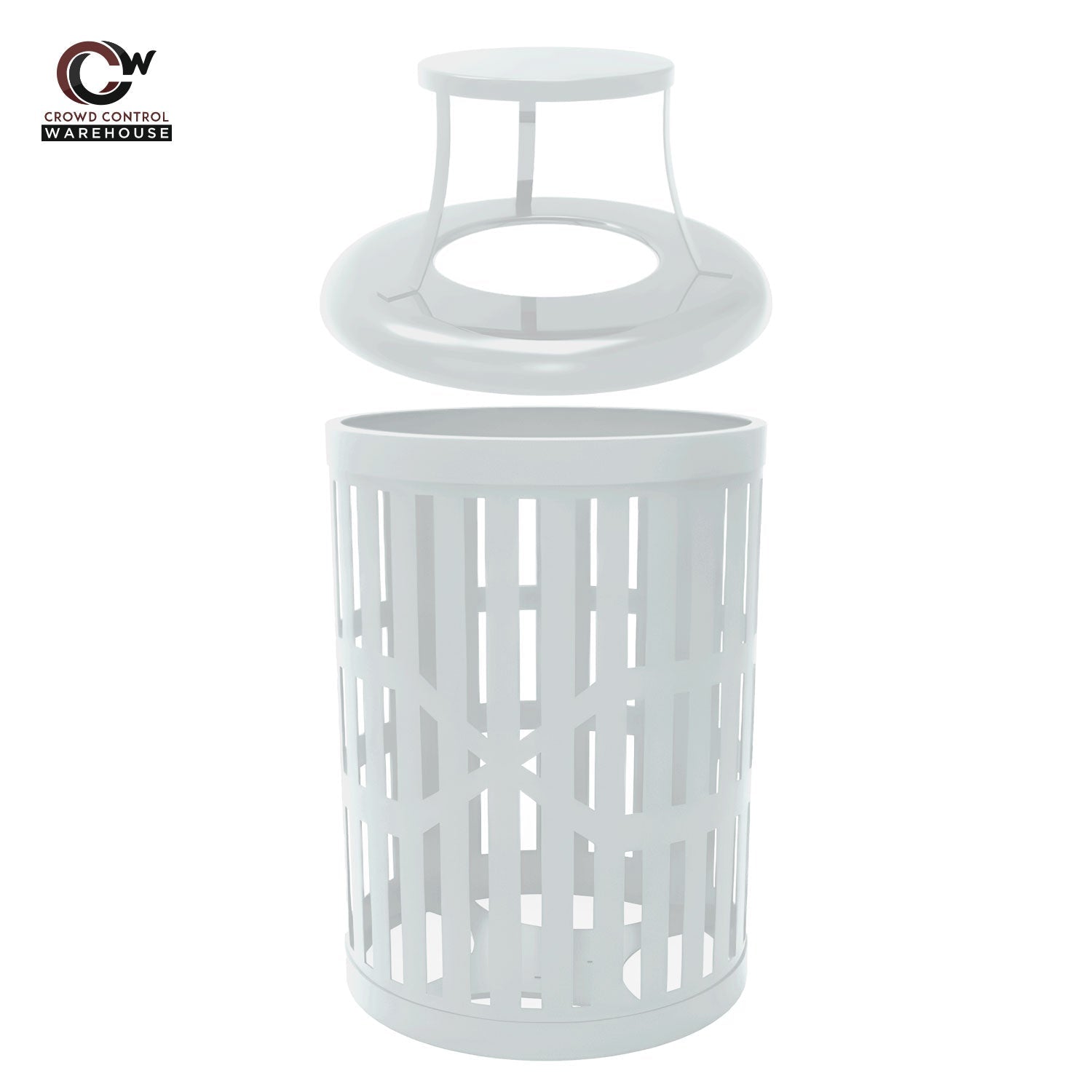 32 Gallon Trash Receptacle - Slatted Steel - Crowd Control Warehouse