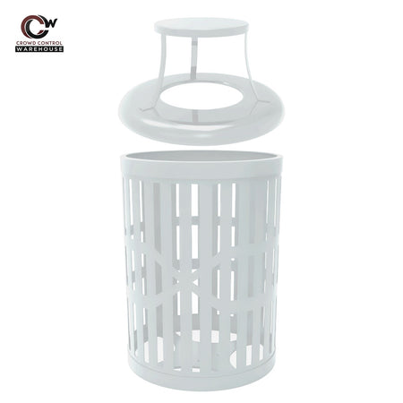 32 Gallon Trash Receptacle - Slatted Steel - Crowd Control Warehouse