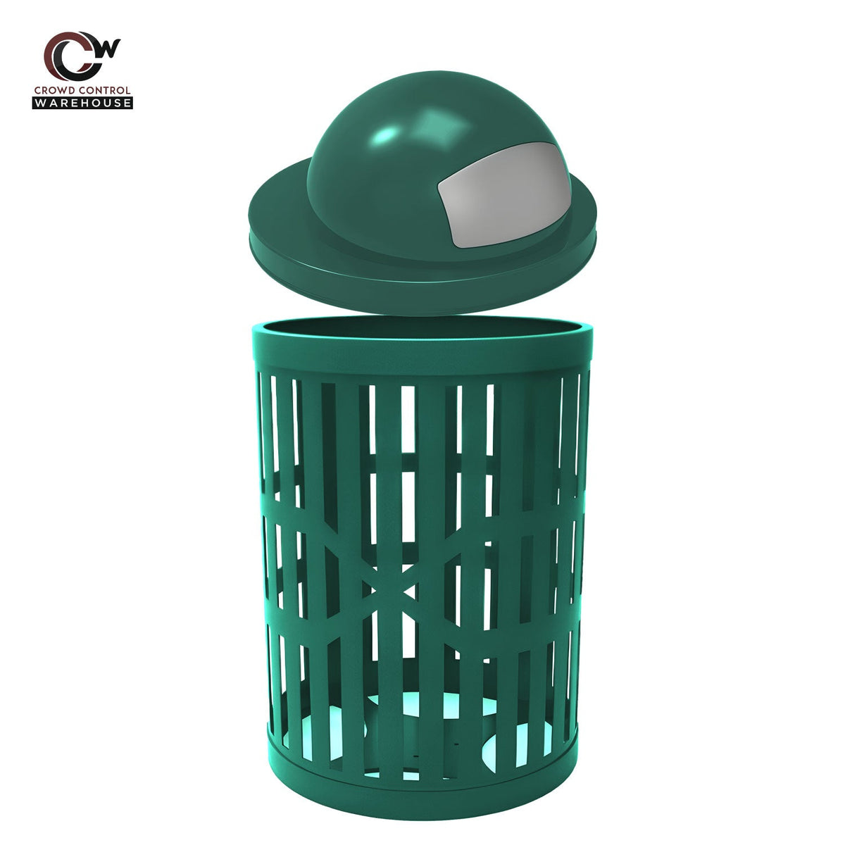 32 Gallon Trash Receptacle - Slatted Steel - Crowd Control Warehouse