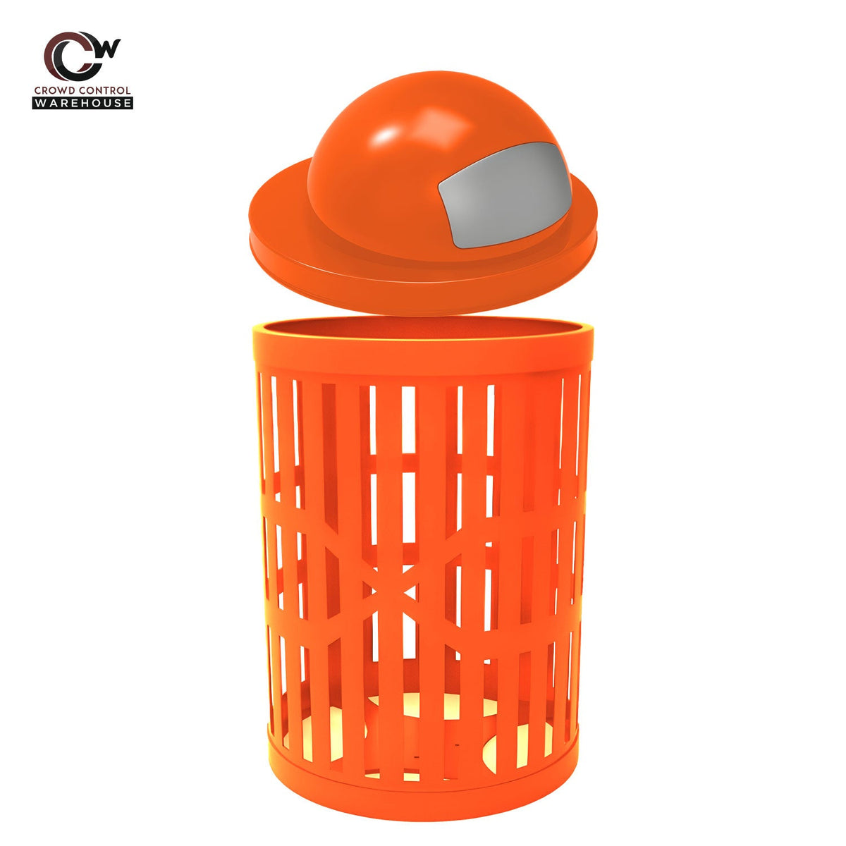 32 Gallon Trash Receptacle - Slatted Steel - Crowd Control Warehouse