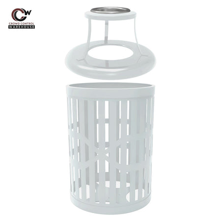 32 Gallon Trash Receptacle - Slatted Steel - Crowd Control Warehouse