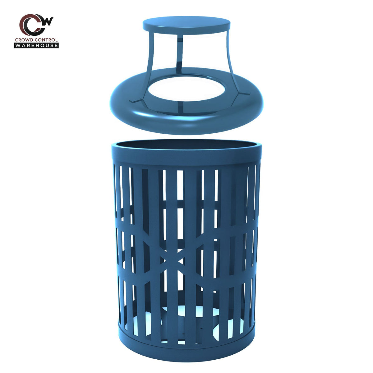 32 Gallon Trash Receptacle - Slatted Steel - Crowd Control Warehouse