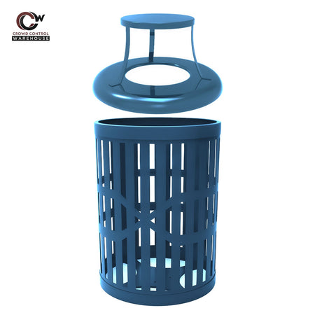32 Gallon Trash Receptacle - Slatted Steel - Crowd Control Warehouse