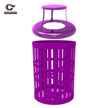 32 Gallon Trash Receptacle - Slatted Steel - Crowd Control Warehouse