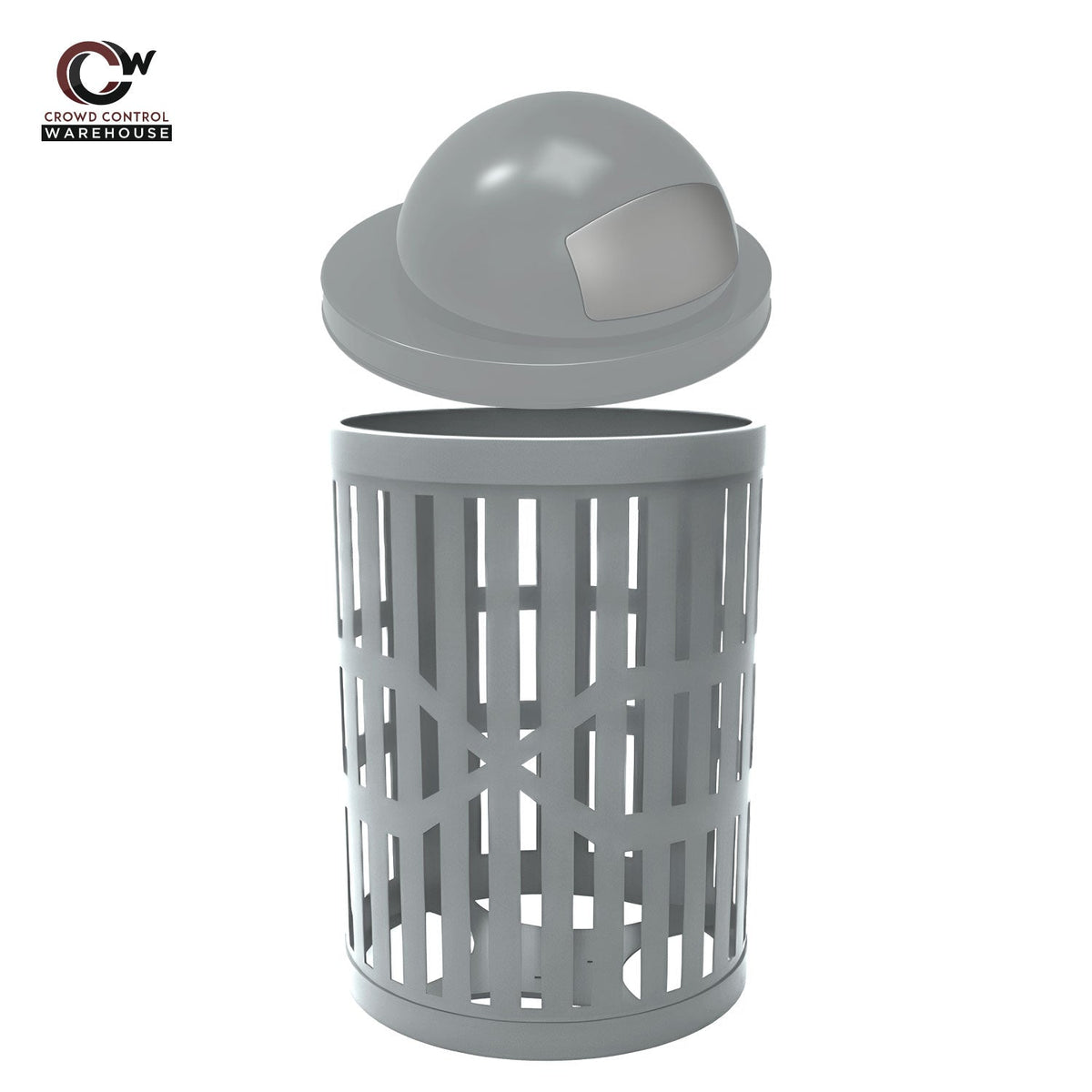 32 Gallon Trash Receptacle - Slatted Steel - Crowd Control Warehouse