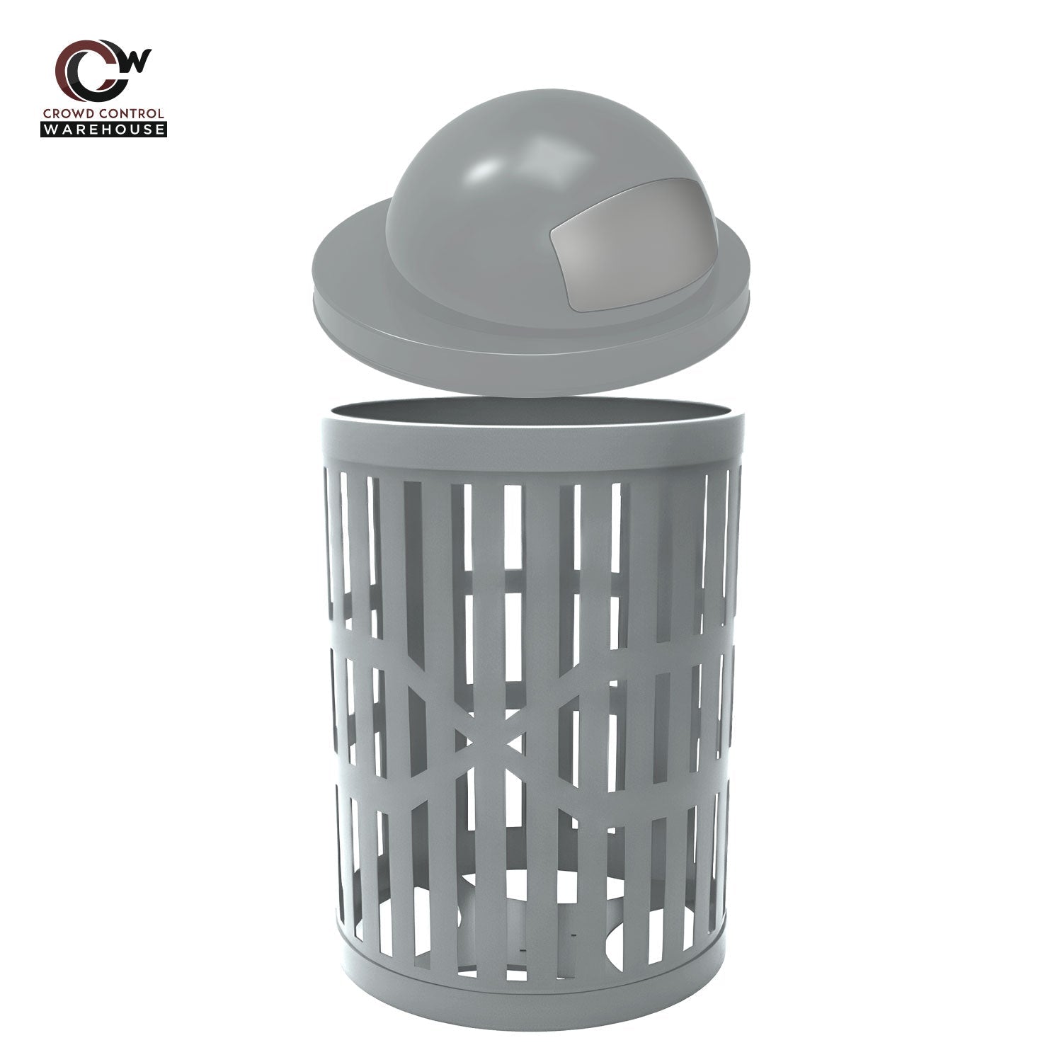 32 Gallon Trash Receptacle - Slatted Steel - Crowd Control Warehouse