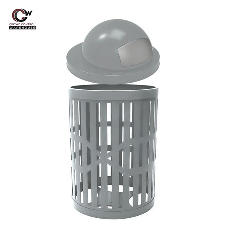32 Gallon Trash Receptacle - Slatted Steel - Crowd Control Warehouse
