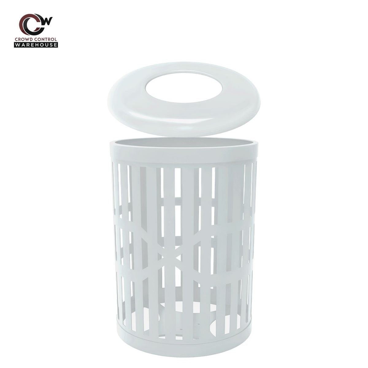 32 Gallon Trash Receptacle - Slatted Steel - Crowd Control Warehouse