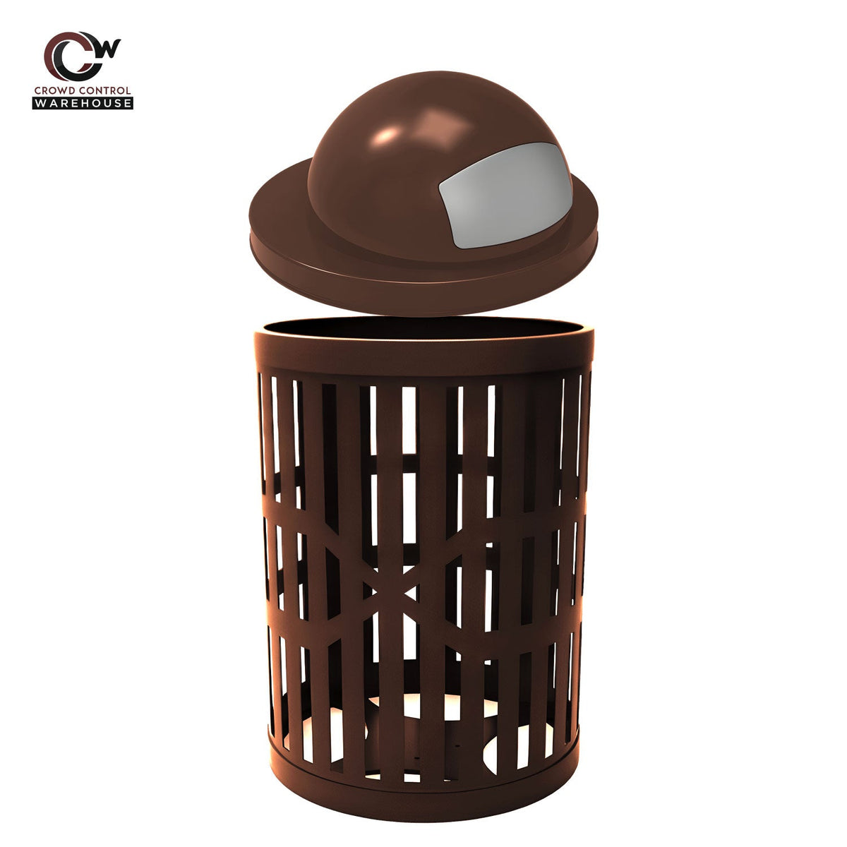 32 Gallon Trash Receptacle - Slatted Steel - Crowd Control Warehouse