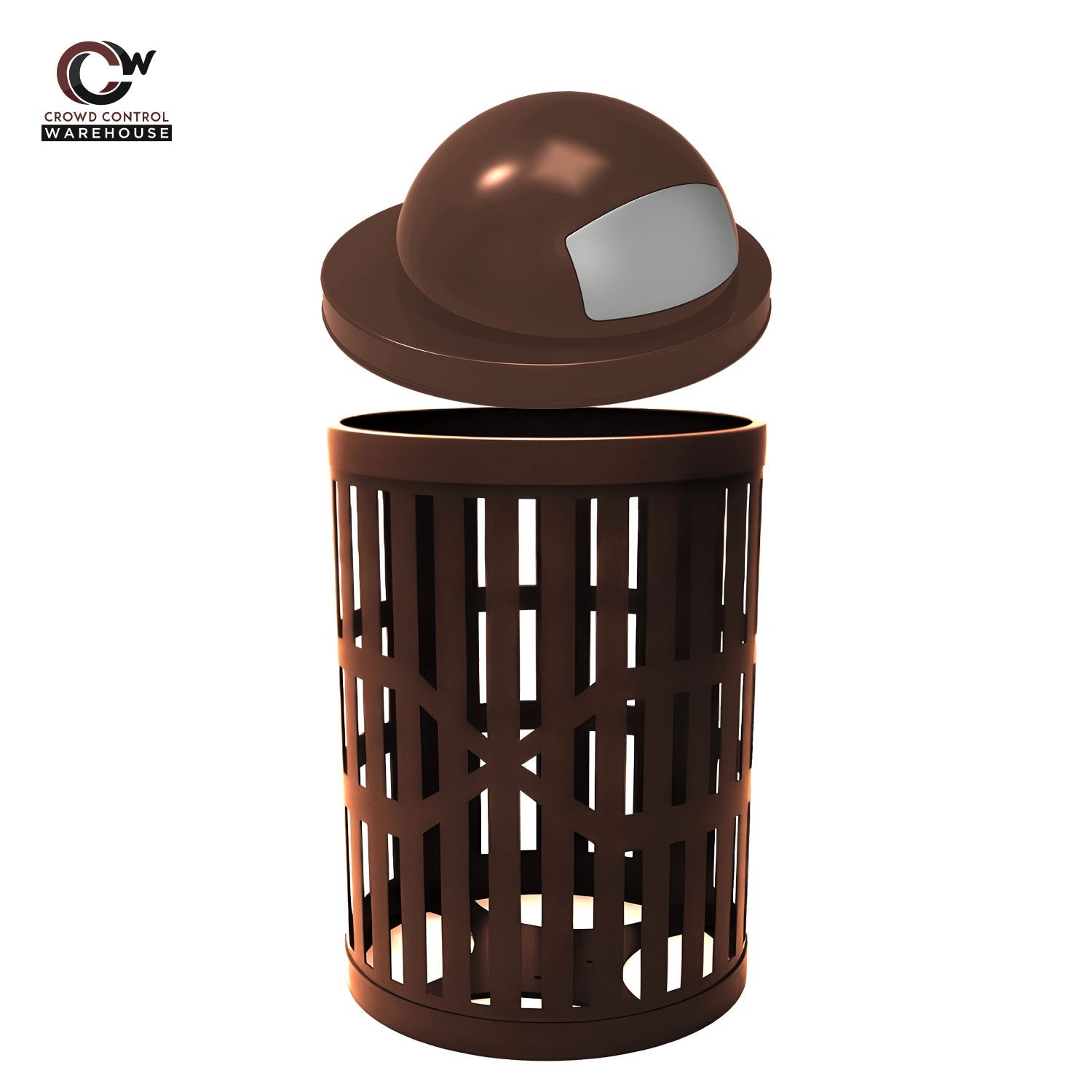 32 Gallon Trash Receptacle - Slatted Steel - Crowd Control Warehouse