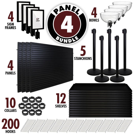 4-Panel Slatwall Bundle - Maximum Checkout Lane Merchandising Display - Crowd Control Warehouse