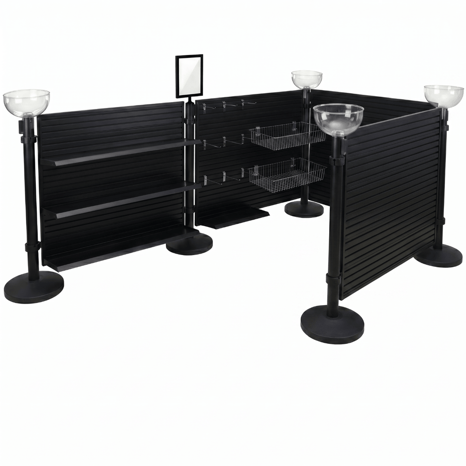 4-Panel Slatwall Bundle - Maximum Checkout Lane Merchandising Display - Crowd Control Warehouse