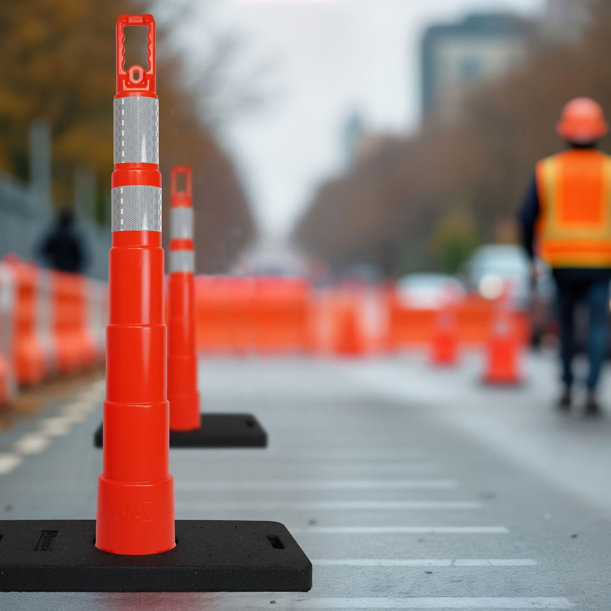 42" Channelizer Cone with 2 reflective bands and 16 lb. Base - Crowd Control Warehouse