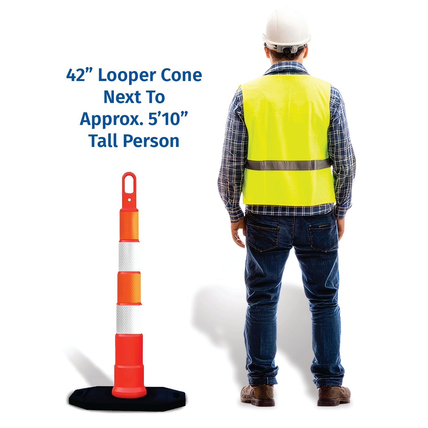 42" High - Visibility Looper Cone Traffic Control Channelizer - Crowd Control Warehouse