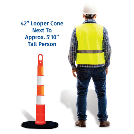 42" High - Visibility Looper Cone Traffic Control Channelizer - Crowd Control Warehouse