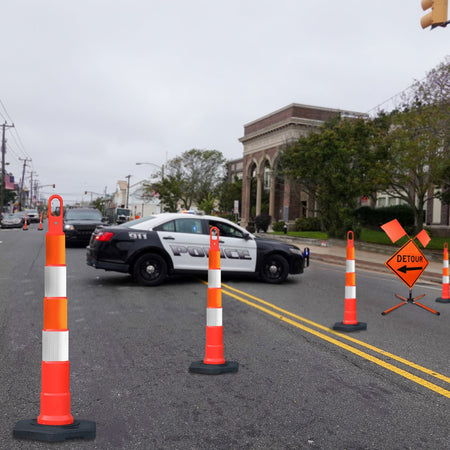 42" High - Visibility Looper Cone Traffic Control Channelizer - Crowd Control Warehouse