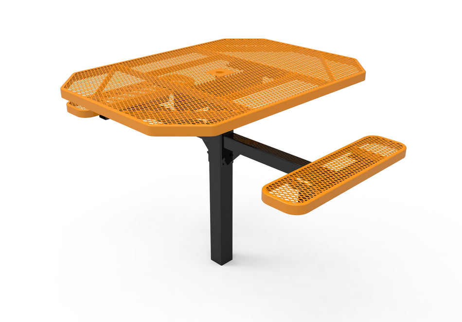 46 in. Octagon Pedestal Picnic Table with 2 ADA Seats - Diamond Pattern