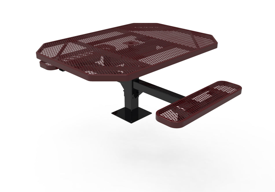 46 in. Octagon Pedestal Picnic Table with 2 ADA Seats - Diamond Pattern