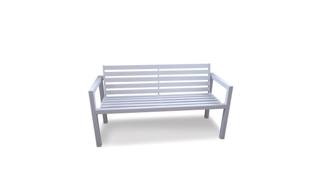 54 in. Aluminum Tube Bench with Back and Arms - Crowd Control Warehouse